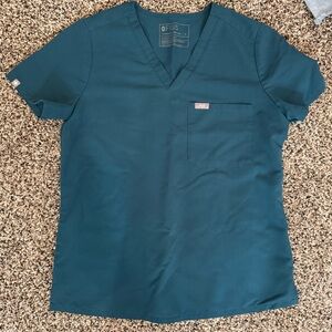 Figs Catarina One Pocket Scrub Top Caribbean Blue